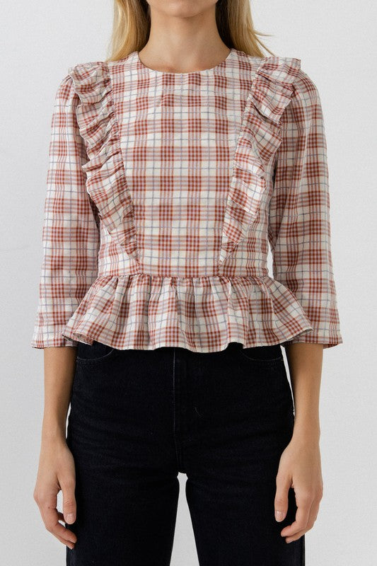 Checked Peplum Top | Hen Scratch & Co.