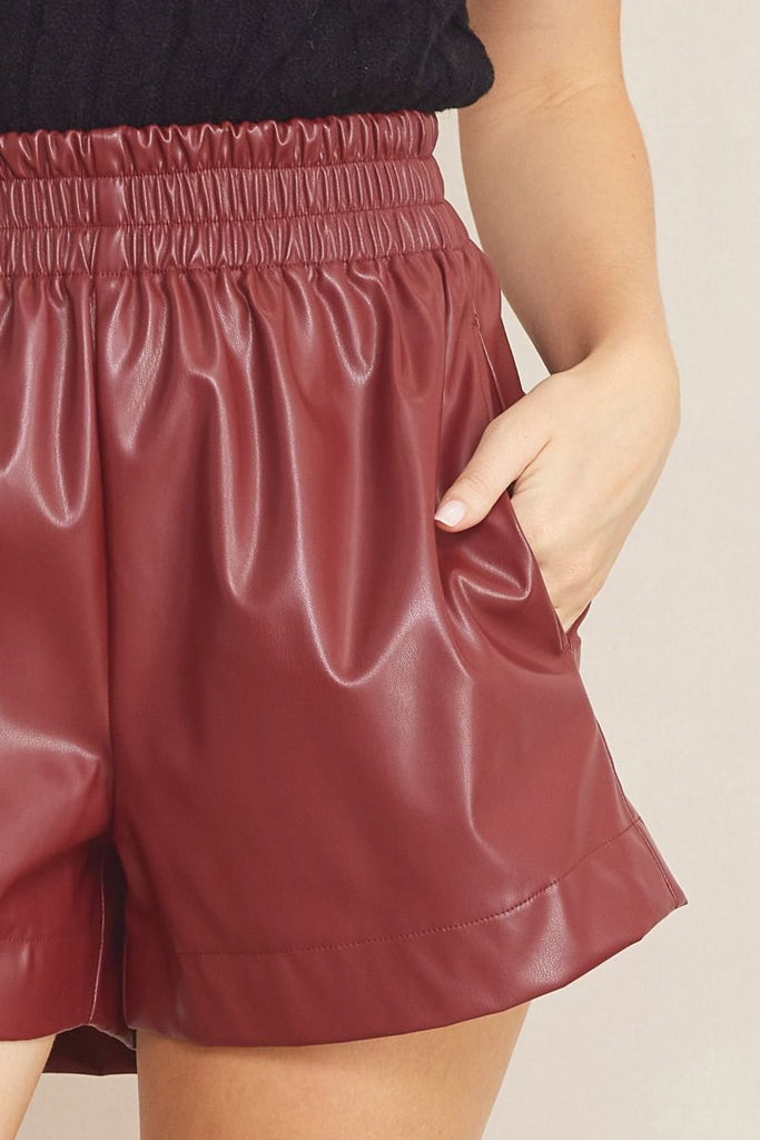 Livie Leather Shorts - Garnet