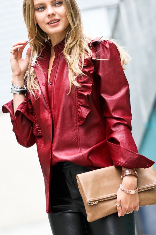 Rouge Leather Top